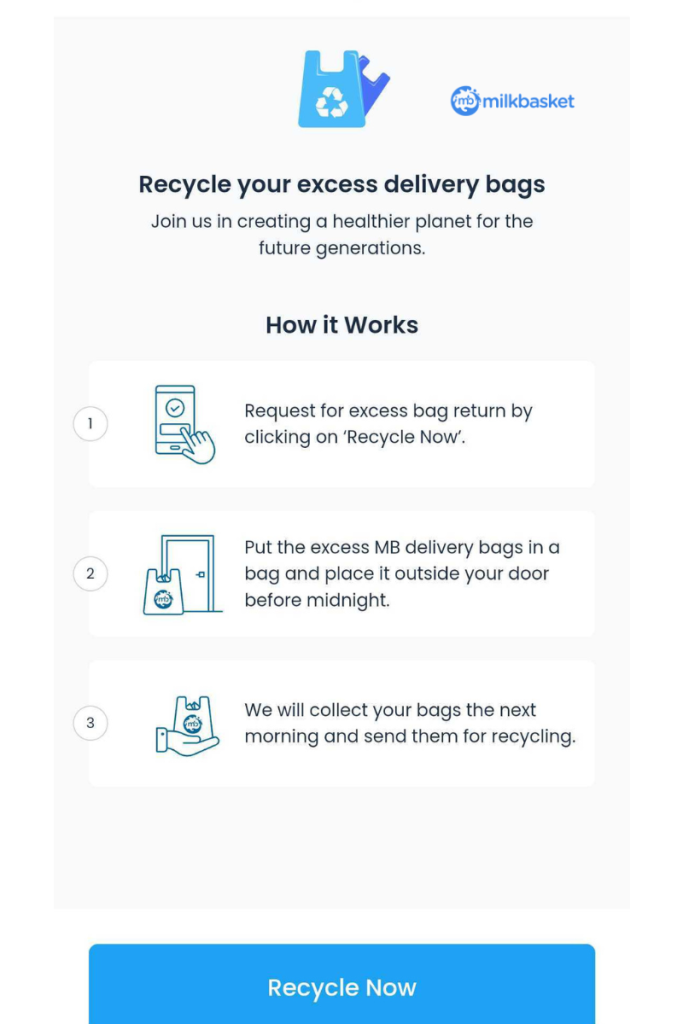 Screenshot of the recycle feature in the app