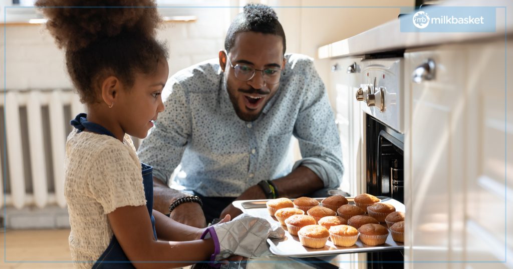 A father & daughter baking cookies 