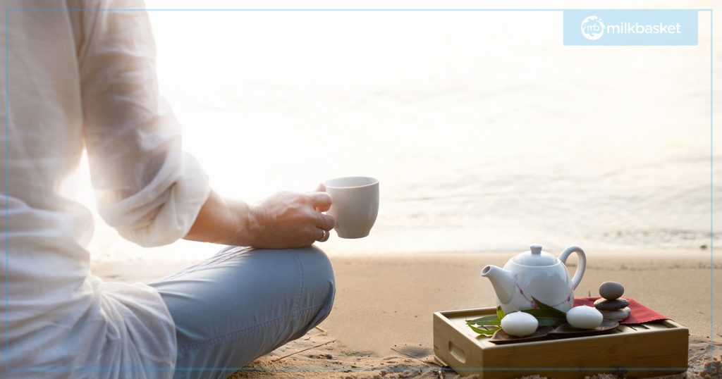 Tea drinking with sunshine & meditation
