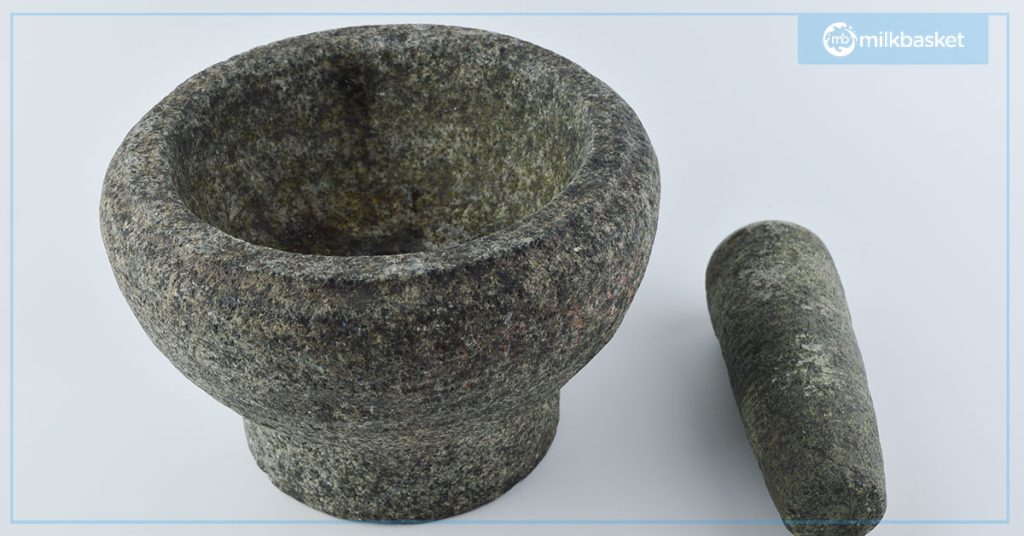 The traditional silbatta - grinding stones used to make chatni