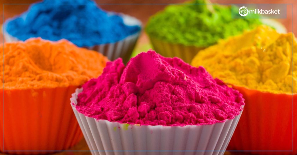 Holi colours known as gulaal abeer