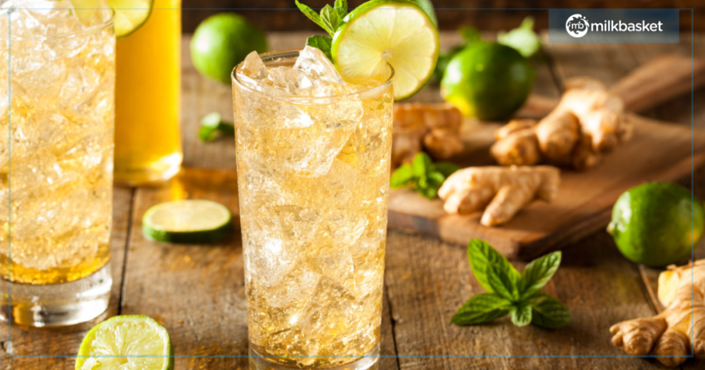 Quench your thirst with two glasses of zesty ginger ale, a summer favorite.
