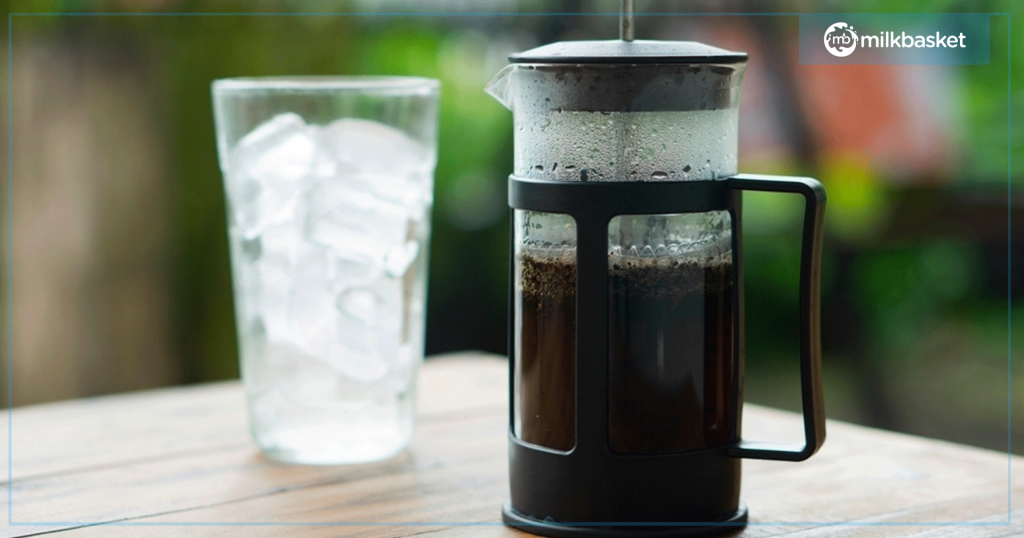 iced black coffee at home with french press