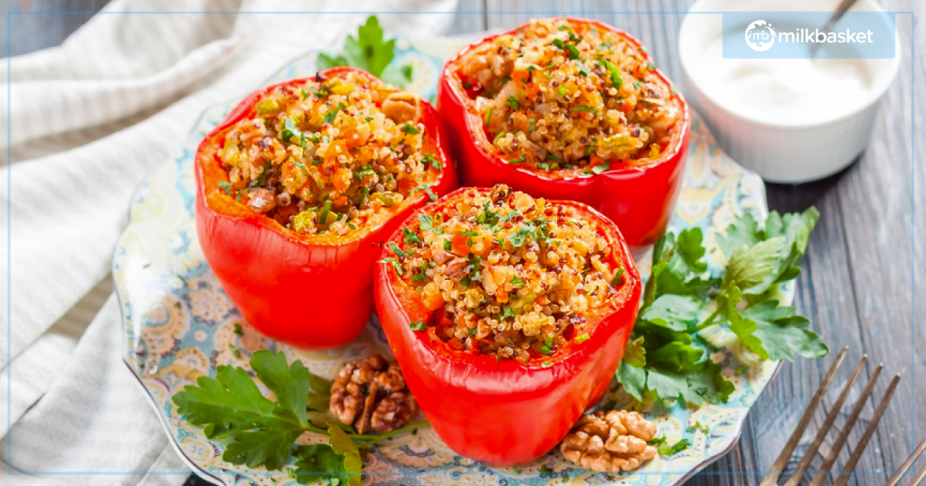 vegan quinoa stuffed bell peppers
