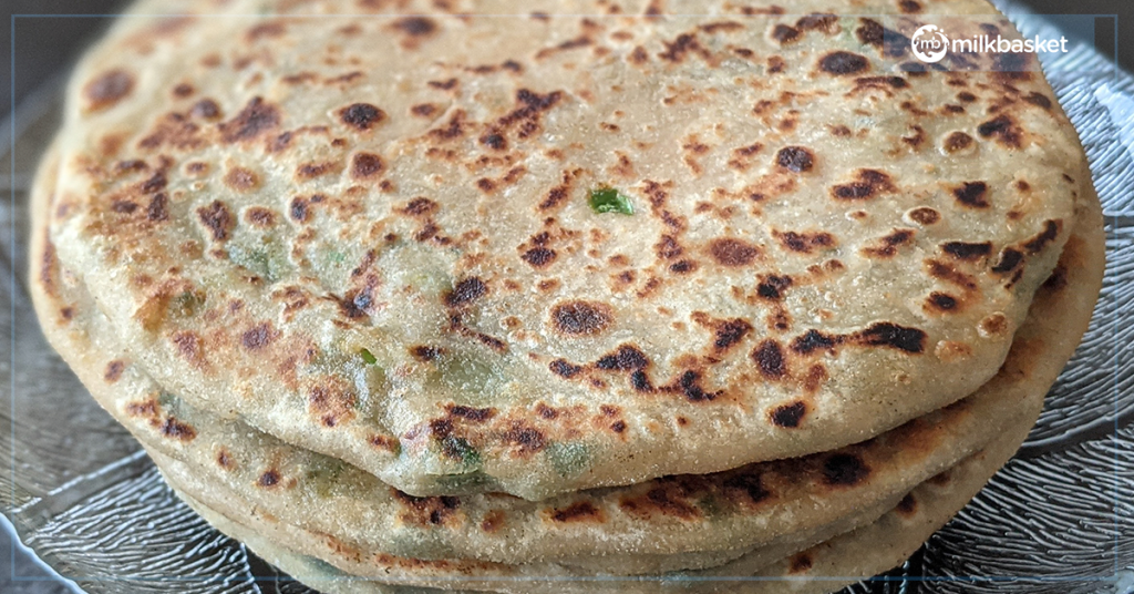 Fluffy and soft methi paratha- a traditional healthy Indian lunch box idea for school.